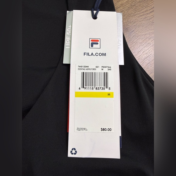 NWT Fila Essentials Lasercut Athletic Dress Black Size Medium Built In Bra - Picture 8 of 13